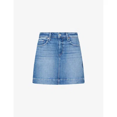 Paige Womens Rock Show Janelle High-waist Stretch-denim Mini Skirt In Gray