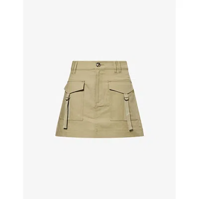 PAIGE WOMENS SAGE KAYLA HIGH-RISE UTILITY COTTON-BLEND MINI SKIRT