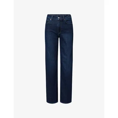 Paige Womens Sasha 32' Wide-leg High-rise Stretch-denim Jeans Dwell In Blue