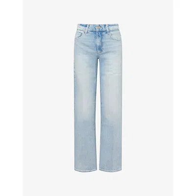 PAIGE WOMENS REUNION DISTRESSED SASHA WIDE-LEG DENIM-BLEND JEANS