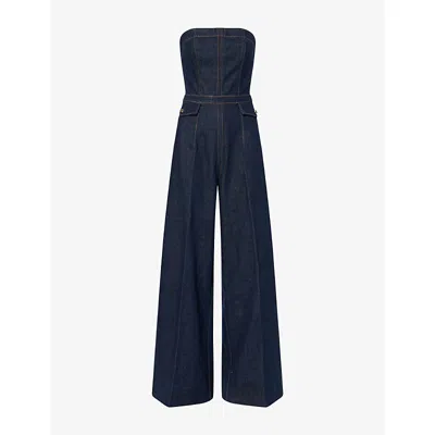 Paige Womens  Francesca Wide-leg Denim Jumpsuit In Blue