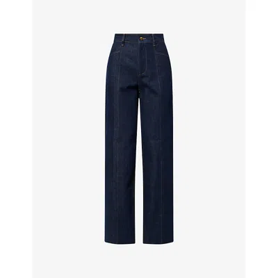 PAIGE WOMENS SAVILLE SKYE STRAIGHT-LEG DENIM TROUSERS