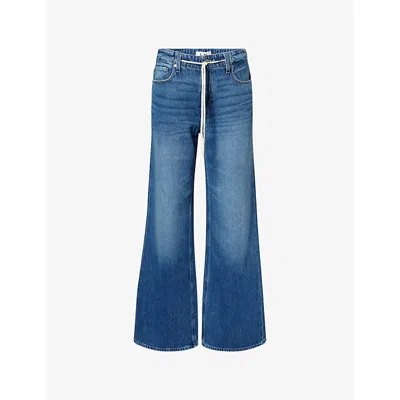 Paige Womens Serenite Zoey Wide-leg Cotton-blend Denim Jeans In Blue