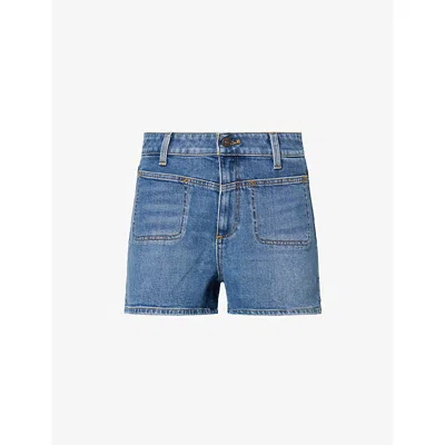 Paige Womens Sete Dani Stitched-pocket Denim Shorts In Blue