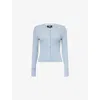 Paige Womens Acqua Ribbed Cotton-blend Cardigan Slate Blue Xs
