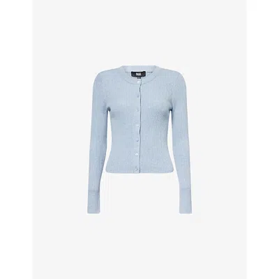 Paige Womens Acqua Ribbed Cotton-blend Cardigan Slate Blue Xs