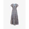 Paige Womens Slate Blue Multi Kinga Paisley-print Cotton And Silk-blend Maxi Dress In Gray