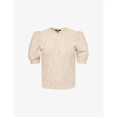 Paige Womens Gladiolus Puffed-short-sleeves Knitted Top Soft Pink