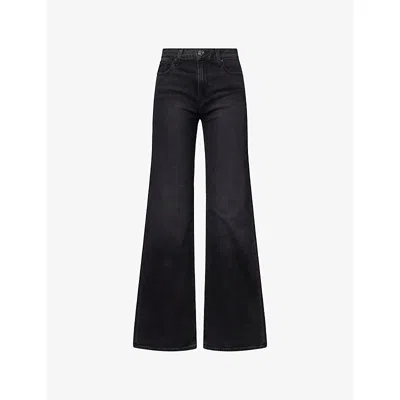 Paige Womens Solstice Black Sofia Mid-rise Flared Denim Jeans