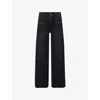 Paige Womens Space Black Anessa Wide-leg Cotton-blend Jeans In Black