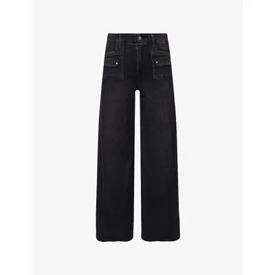 Paige Womens Space Black Anessa Wide-leg Cotton-blend Jeans
