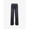 Paige Womens Ink Black Tatum Wide-leg Stretch-denim Blend Jeans In Blue