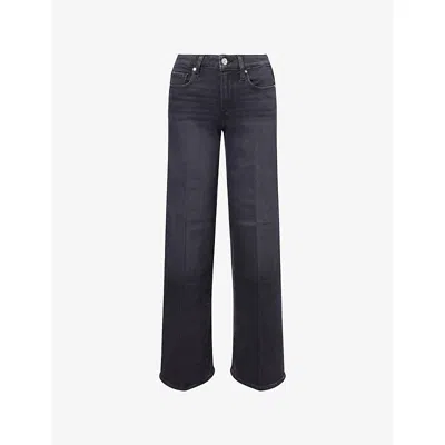 Paige Womens Ink Black Tatum Wide-leg Stretch-denim Blend Jeans