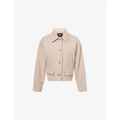 Paige Womens Taupe Multi Alfie Cropped Wool Jacket In Neutral