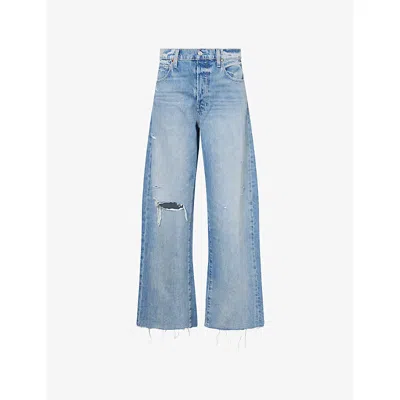 Paige Womens  Arellia Skimmer Raw Hem Cotton Denim Jeans In Blue