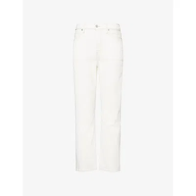 Paige Womens Billy Crop High-rise Straight-leg Denim Jeans Toasted Ecru