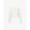 Paige Womens Toasted Ecru Kiya Round-neck Denim Jacket In White