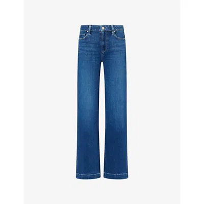 Paige Womens Venetian Breeze Leenah High-rise Wide-leg Cotton-blend Denim Jeans In Blue