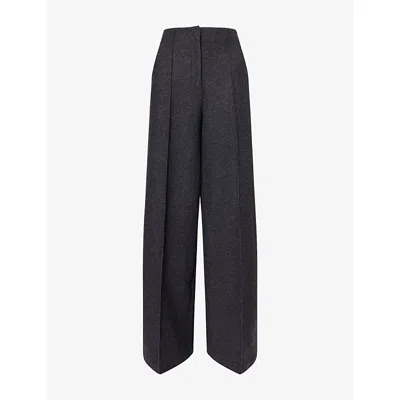 Paige Womens Vicenza Tailored Wool-blend Trousers Charcoal In Gray