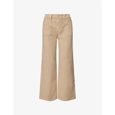 Paige Womens Vintage Beechwood Ari Utility Wide-leg Cotton Trousers In Brown