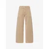 Paige Womens Vintage Camel Tan Cameron Ankle Patch-pockets Stretch-denim Trousers In Vintage Camel Tan