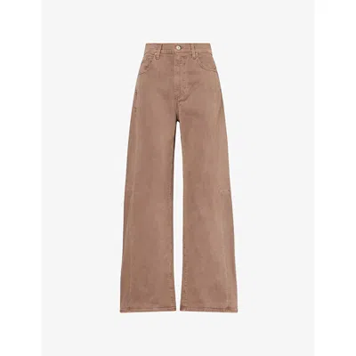 Paige Womens  Arellia Barrel-leg Denim Jeans In Brown