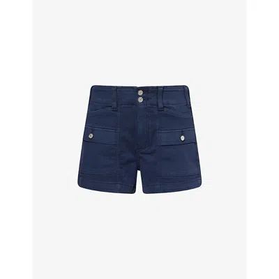 Paige Womens Vintage Navy Seascape Olivia High-rise Cargo Denim Shorts In Blue