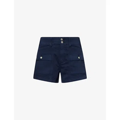 Paige Womens Olivia Patch-pocket Stretch-cotton Cargo Short Vintage Navy Seascape