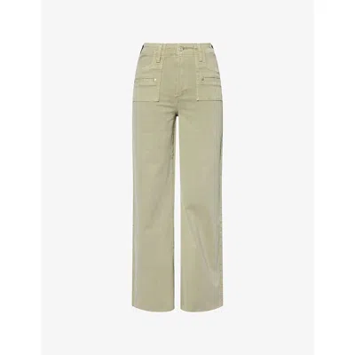 Paige Womens Anessa 31' Wide-leg Denim Jeans Vintage Oak Moss In Green