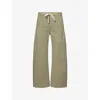 Paige Womens Vintage Oak Moss Arellia Drawstring Stretch-cotton Trousers In Green