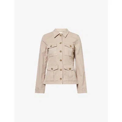 Paige Womens Vintage Soft Sand Stacey Collared Stretch-woven Jacket Xs