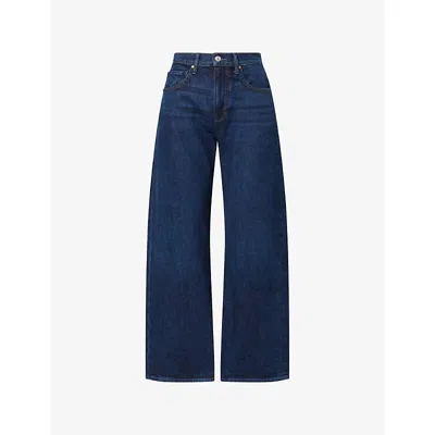 Paige Womens Visage Arellia Skimmer Barrel-leg Denim Jeans In Blue