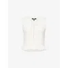Paige Womens Devi Shirred Cotton-blend Top White In White