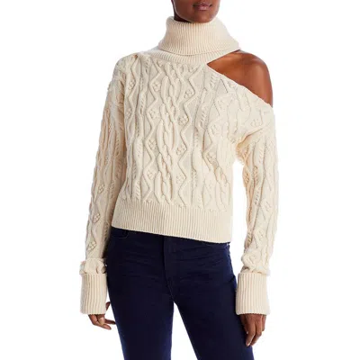 Paige Womens Wool Turtleneck Crop Sweater In Neutral