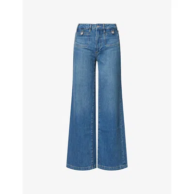 Paige Womens Written Anessa Straight-leg Denim Jeans In Blue