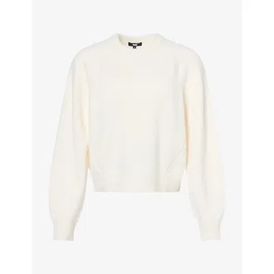 Paige Womens Zaire Ribbed-trim Wool-blend Jumper Ivory In Neutral