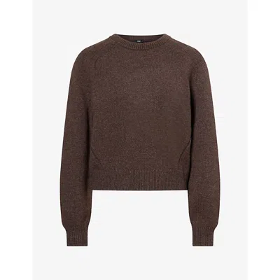 Paige Womens Zaire Ribbed-trim Wool-blend Jumper Sable In Brown