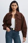 Paige Wool-blend Cropped Jacket In Dark Brown