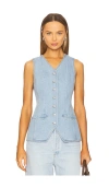 Paige Yasmin Stretch Denim Vest In Jocelyn