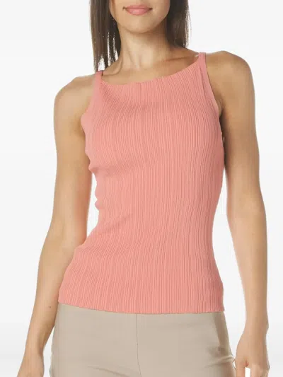 Paige Yuelia Ribbed Square-neck Tank Top In Pink
