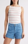 Paige Yuelia Stripe Boat Neck Tank In White