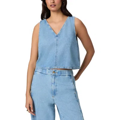 Paige Womens Revolution Zola Cotton-blend Denim Top In Blue