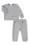 Paigelauren Fleece Lounge Sweatshirt & Joggers Set In Gray