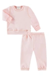 Paigelauren Fleece Lounge Sweatshirt & Joggers Set In Pink