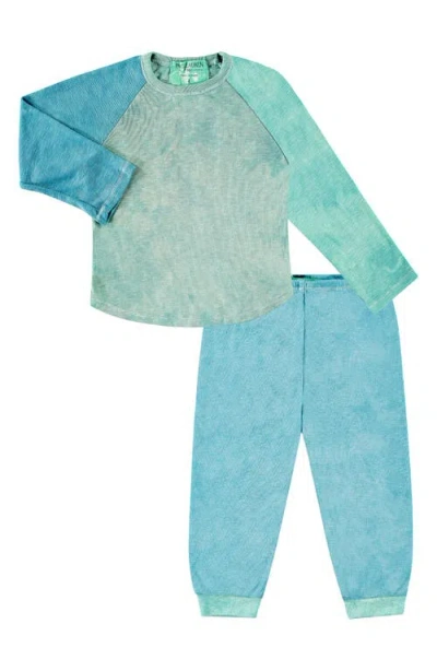 Paigelauren French Terry Raglan Top & Pants Set In Green