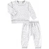 Paigelauren Babies'  Hacci Animal Print Long Sleeve Top & Pants Lounge Set In Gray