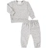 Paigelauren Hacci Animal Print Long Sleeve Top & Pants Lounge Set In Taupe