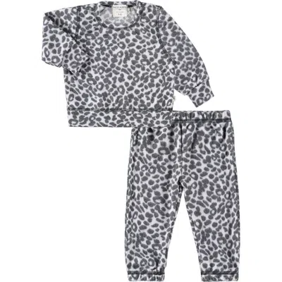 Paigelauren Hacci Animal Print Long Sleeve Top & Pants Lounge Set In White