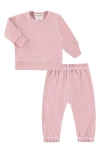 Paigelauren Babies'  Hacci Long Sleeve Top & Pants Lounge Set In Light Pink