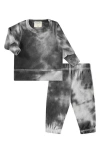 Paigelauren Hacci Tie Dye Long Sleeve Top & Pants Lounge Set In Gray